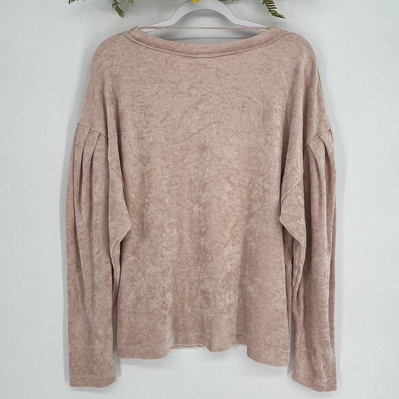 Free People Crushed Velvet Pink Milan Layering Top Sweatshirt Women Large Boho - Picture 4 of 8